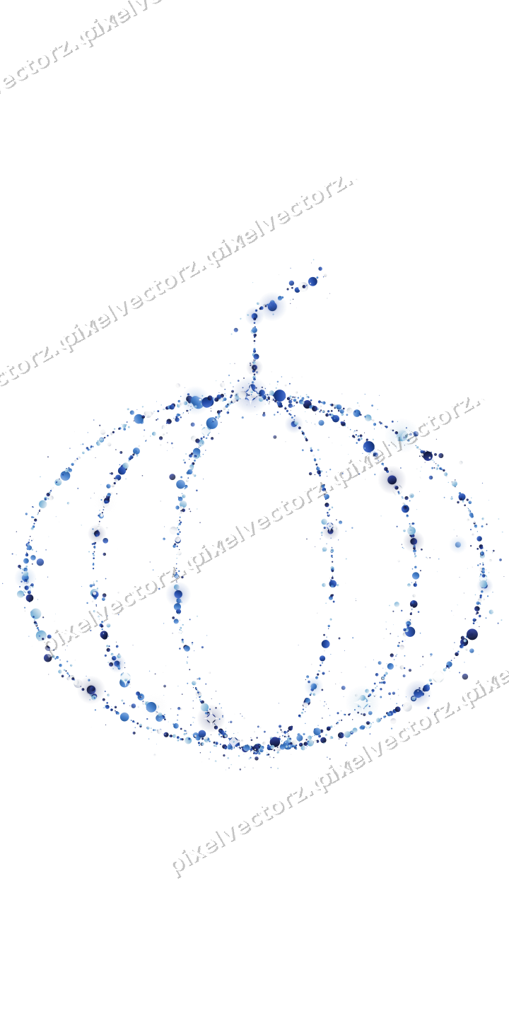 Nahtloser Glitzerkürbis aus Punkten in Blau auf transparentem Grund