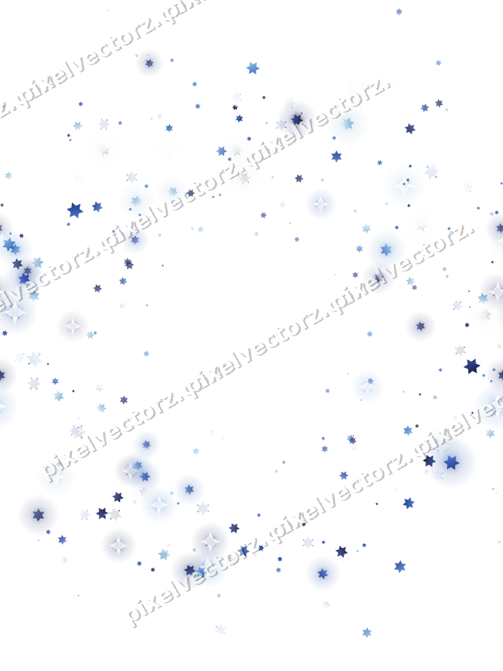 Nahtloser Glitzerkranz aus Sternen in Blau auf transparentem Grund