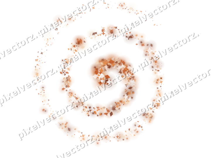 Nahtlose Glitzerspirale aus Funken und Rauten auf transparentem Grund