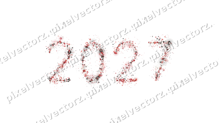 Nahtlose Glitzerzahl 2027 in Rot auf transparentem Grund