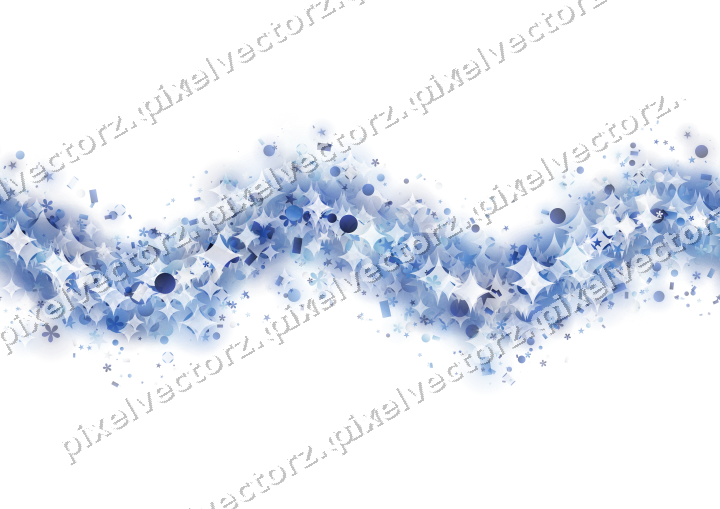 Nahtlose Glitzerwelle aus Sternen und Blüten auf transparentem Grund