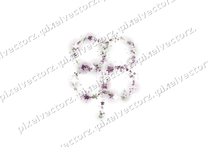 Nahtloses Glitzer-Kleeblatt aus Blüten auf transparentem Grund