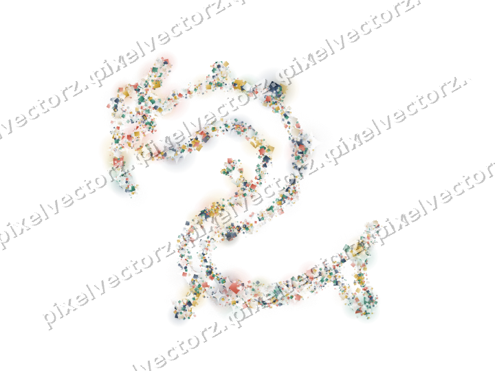 Nahtloser Glitzerdrache aus Geschenken auf transparentem Grund