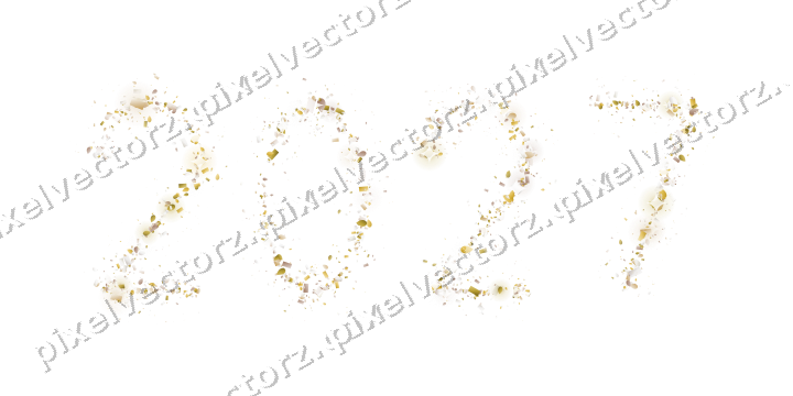 Nahtlose Glitzerzahl 2027 in Bernstein auf transparentem Grund