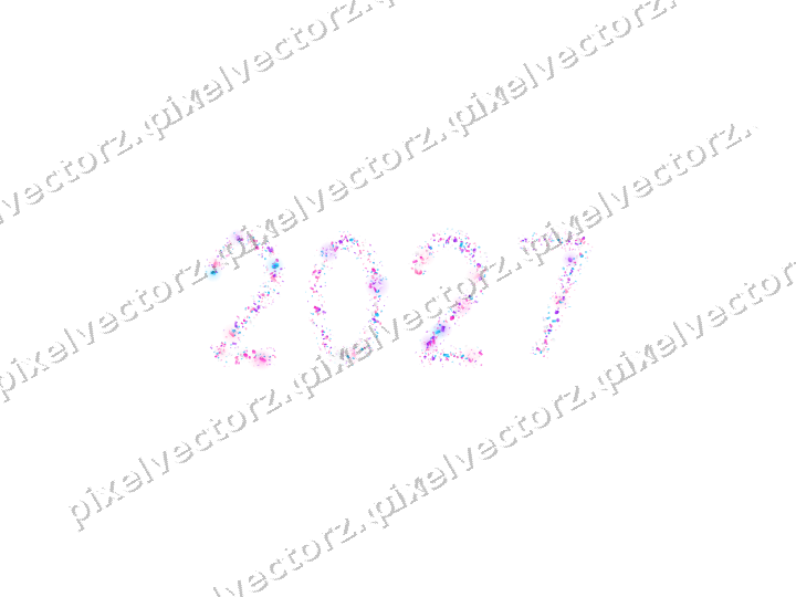 Nahtlose Glitzerzahl 2027 in Magenta auf transparentem Grund