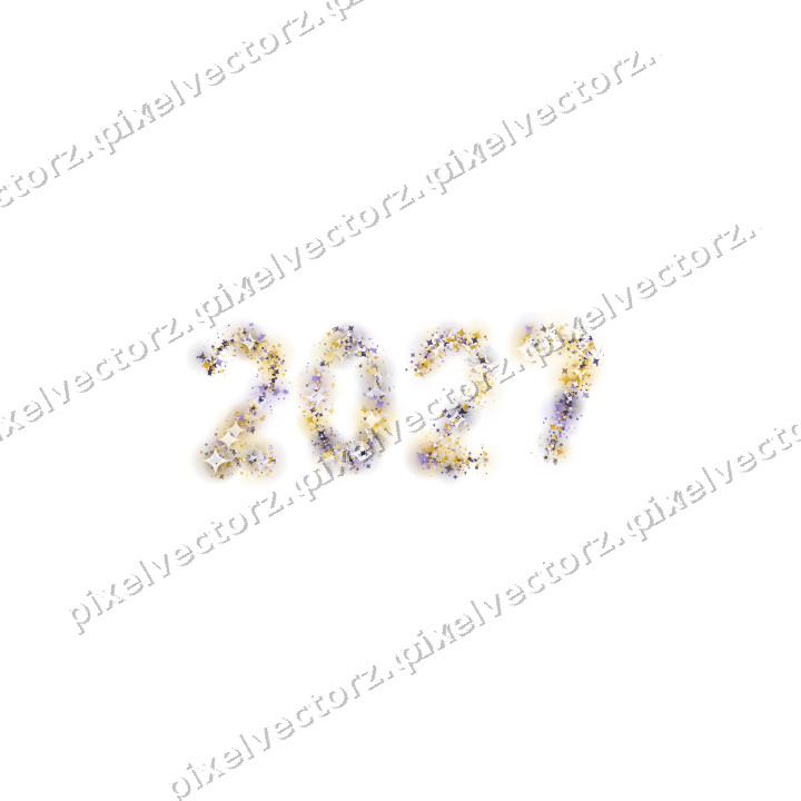 Nahtlose Glitzerzahl 2027 aus Funken auf transparentem Grund
