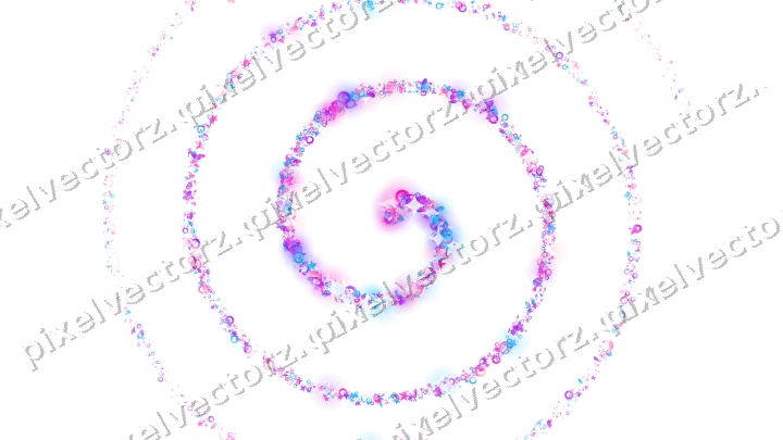 Nahtlose Glitzerspirale in Magenta und Violett auf transparentem Grund
