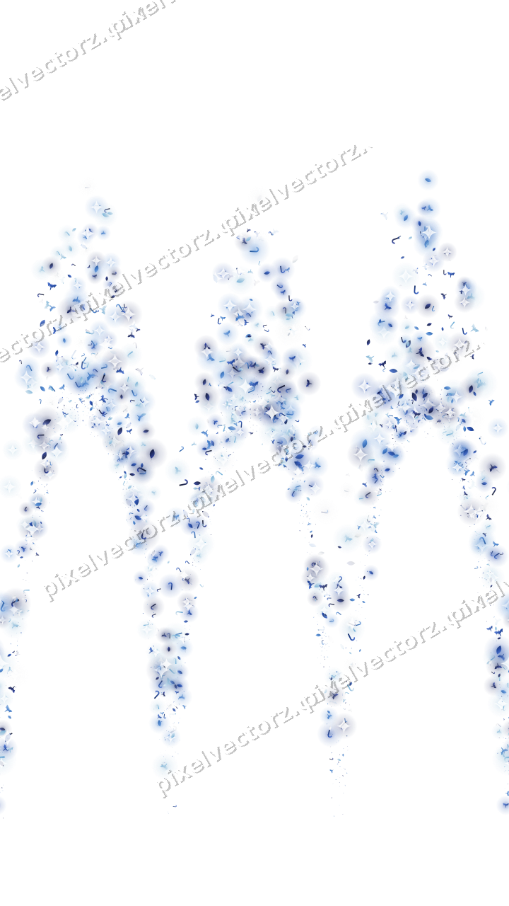 Seamless glitter garland in blue and cyan on a transparent background