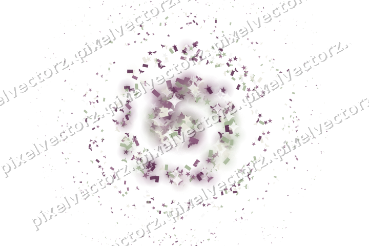 Seamless glitter spiral of stars and bats on a transparent background
