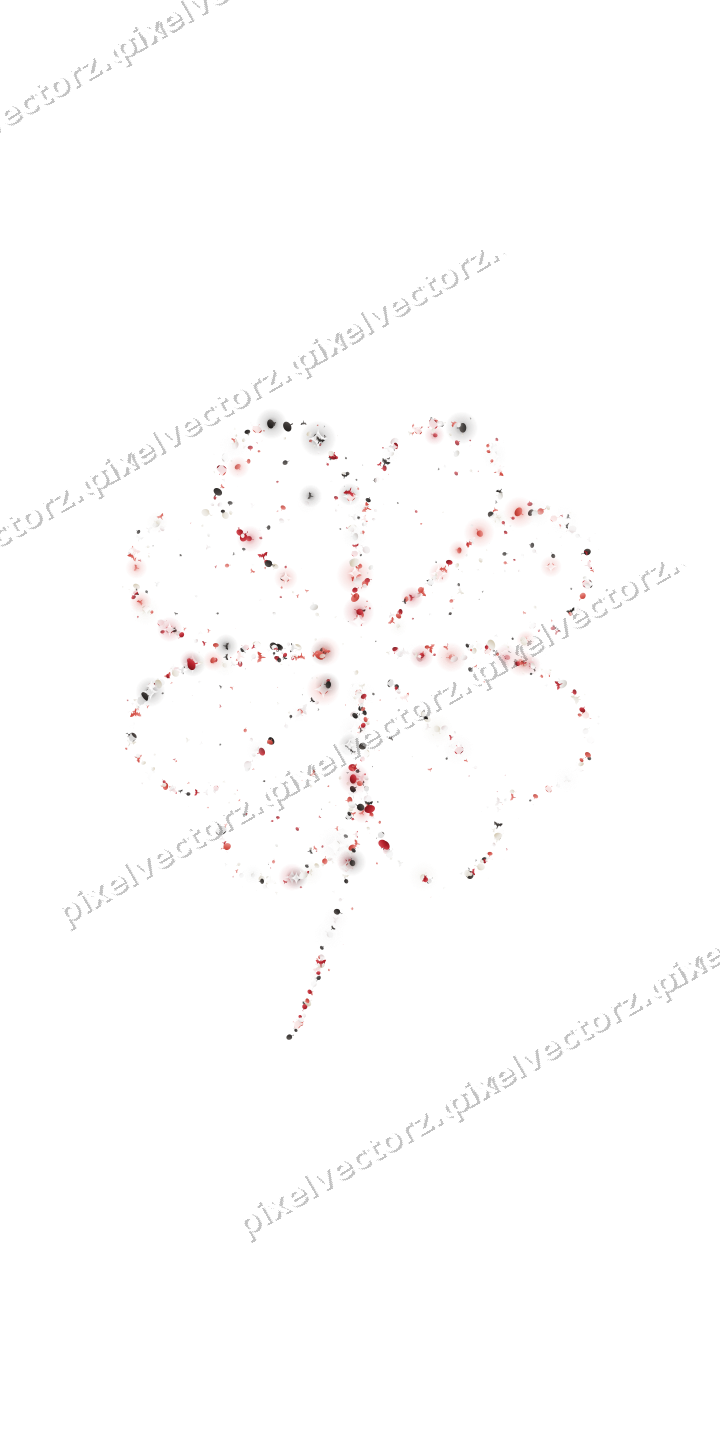Seamless glitter clover leaf in red on a transparent background