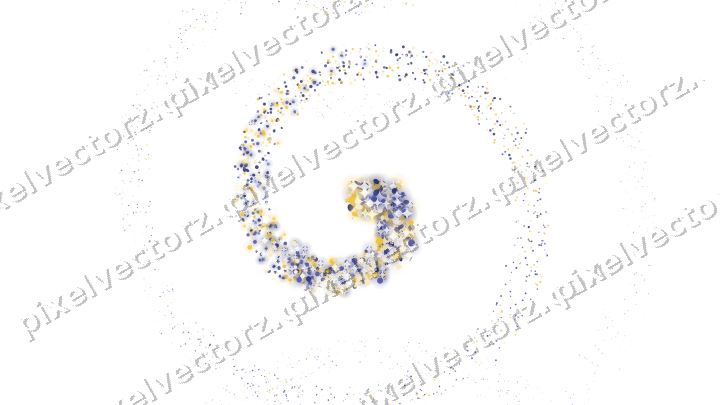 Seamless glitter spiral in dark blue on a transparent background