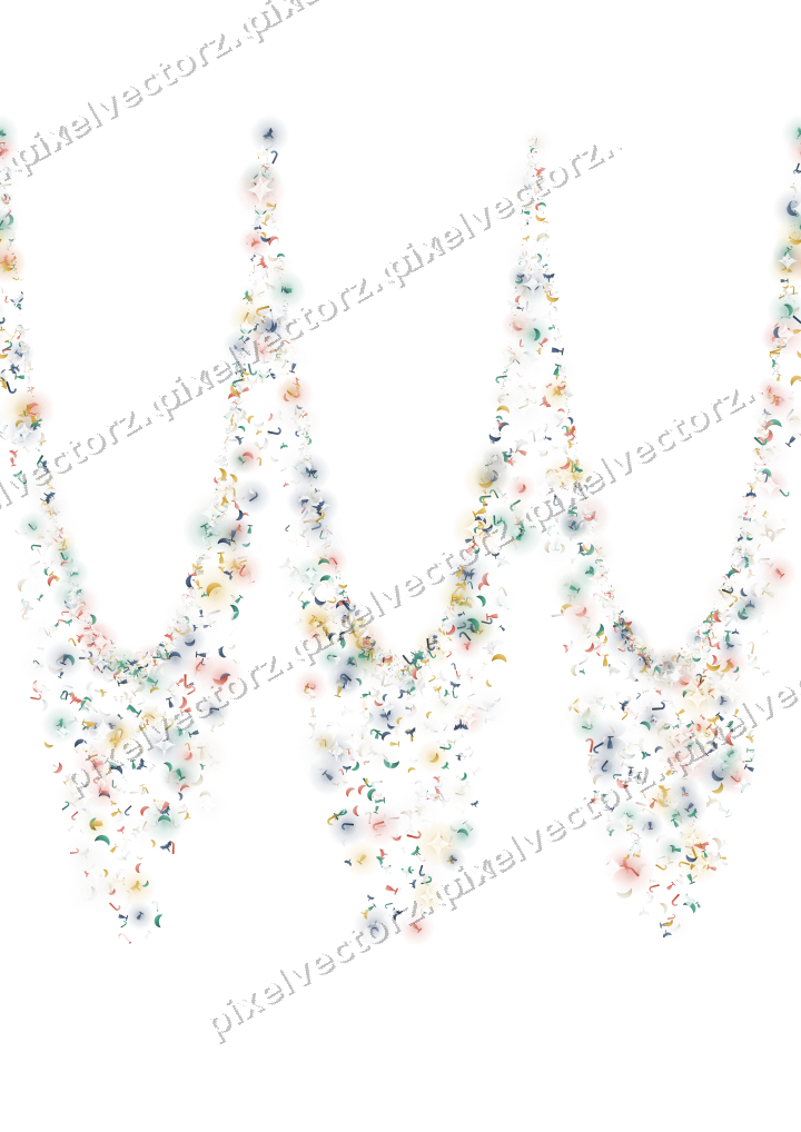 Seamless glitter garland in amber on a transparent background