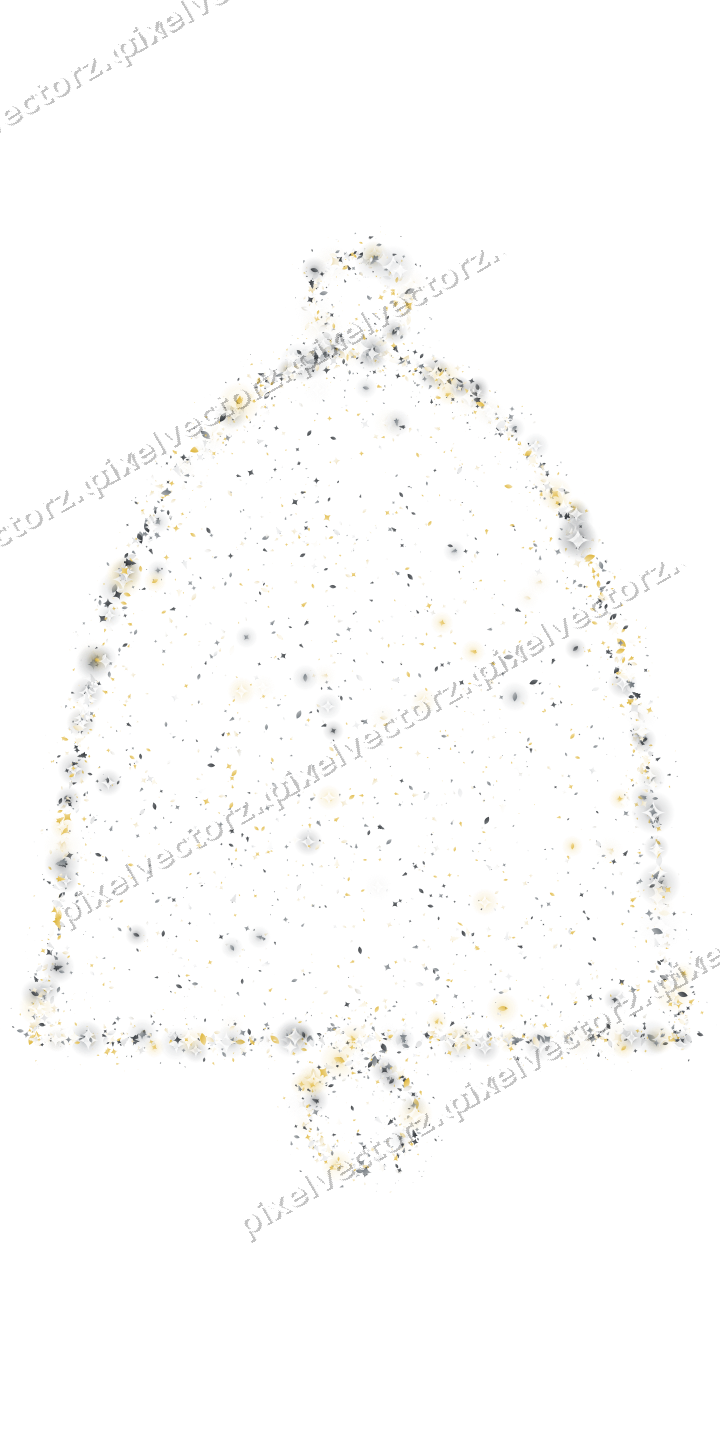 Seamless glitter bell in amber and grey on a transparent background