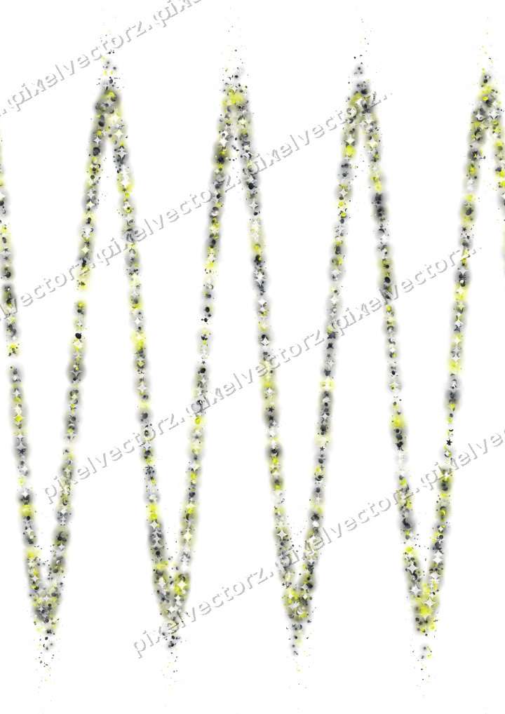 Seamless glitter wave of stars and bunnies on a transparent background