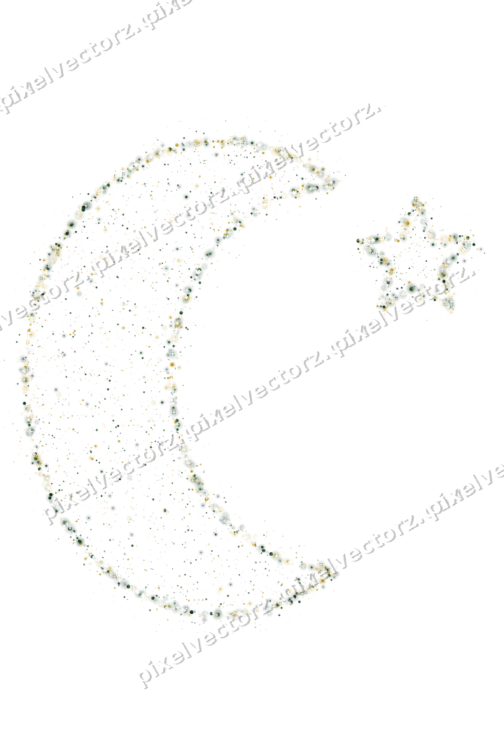 Seamless glitter crescent moon on a transparent background