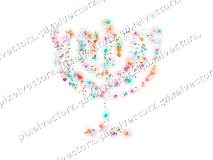 Seamless glitter menorah in pink on a transparent background