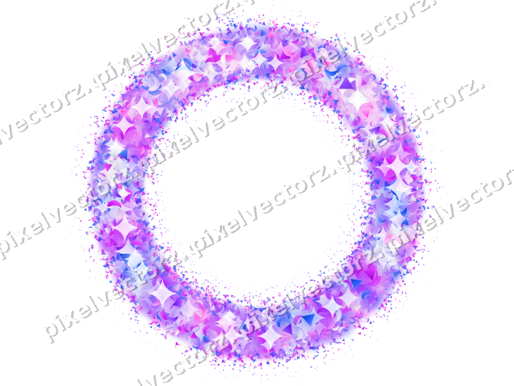 Seamless glitter wreath in purple and blue on a transparent background