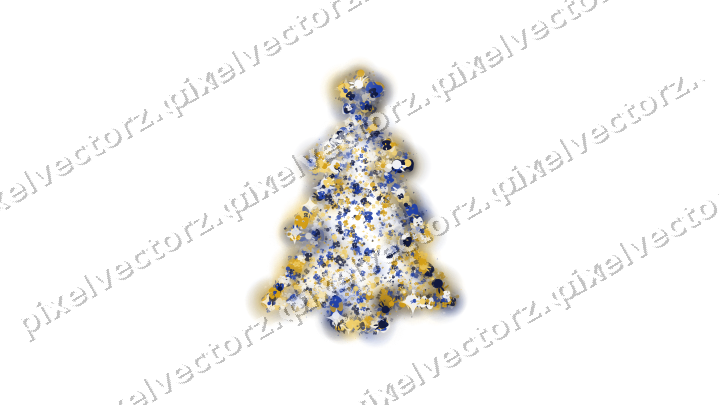 Seamless glitter christmas tree in amber on a transparent background