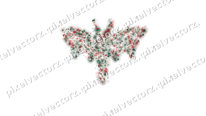 Seamless glitter bat in dark green and red on a transparent background