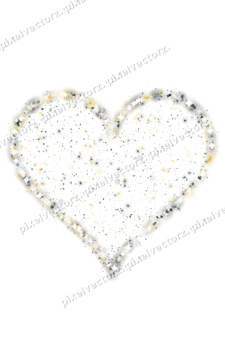 Seamless glitter heart in amber and grey on a transparent background
