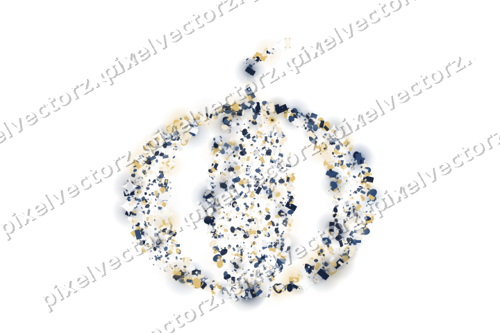 Seamless glitter pumpkin in dark blue on a transparent background