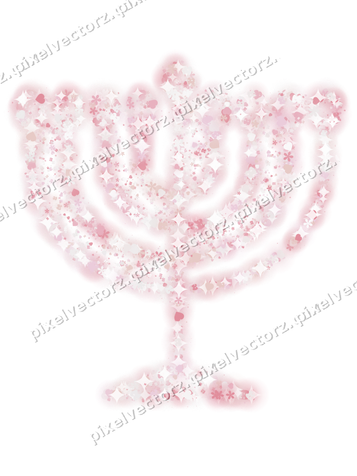 Seamless glitter menorah in pale pink on a transparent background