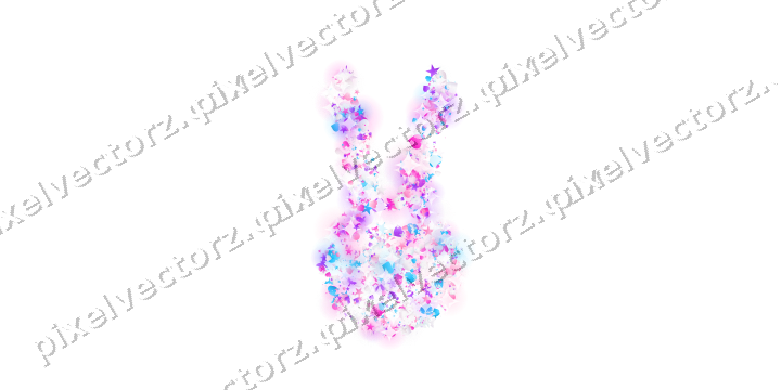 Seamless glitter easter bunny in magenta on a transparent background