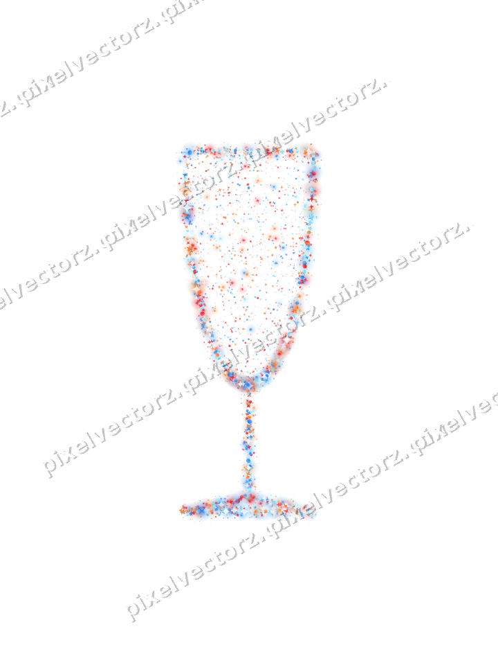 Seamless glitter champagne flute in blue on a transparent background