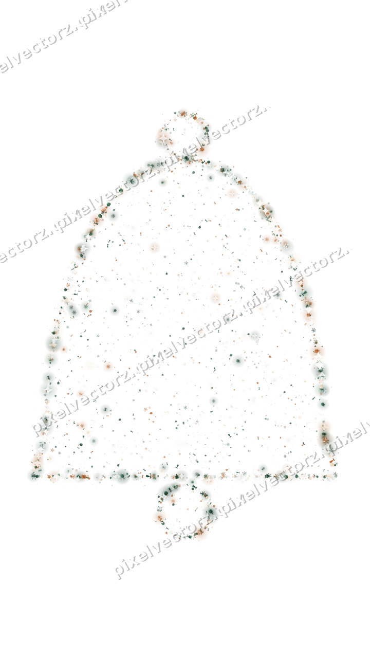 Seamless glitter bell in dark green on a transparent background