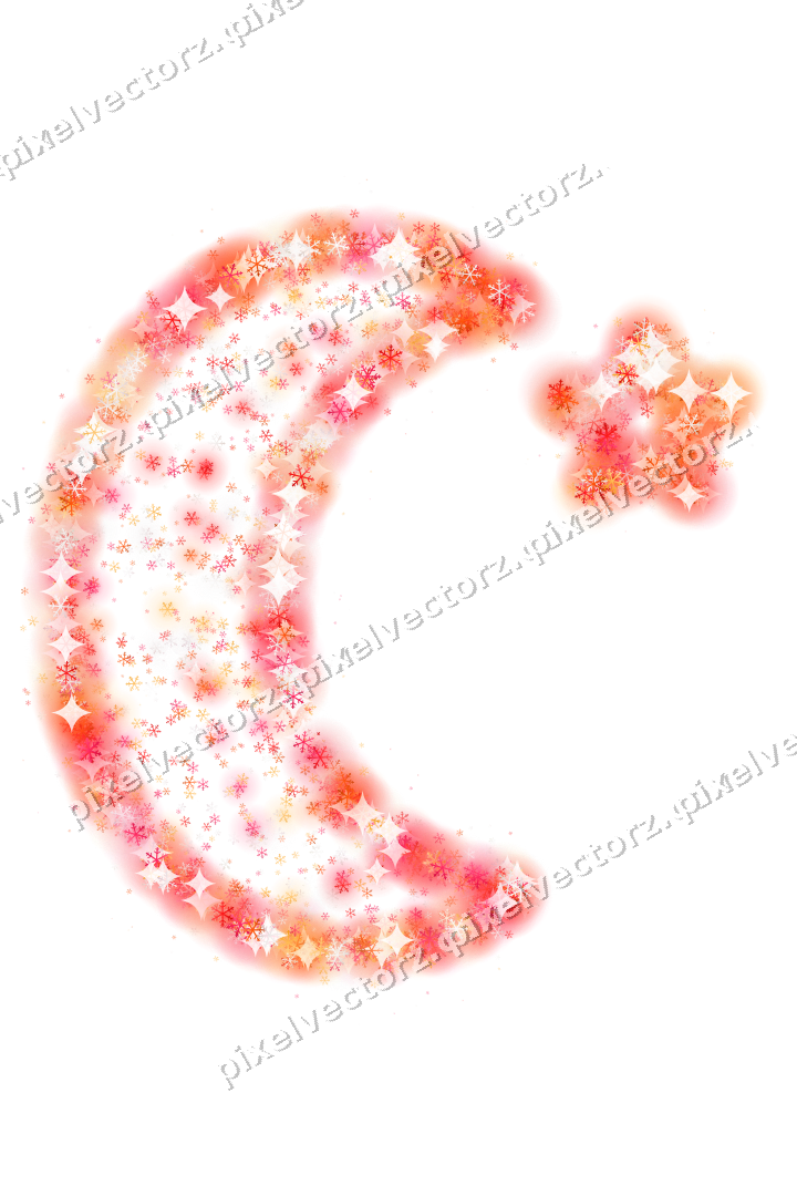 Seamless glitter crescent moon in red on a transparent background
