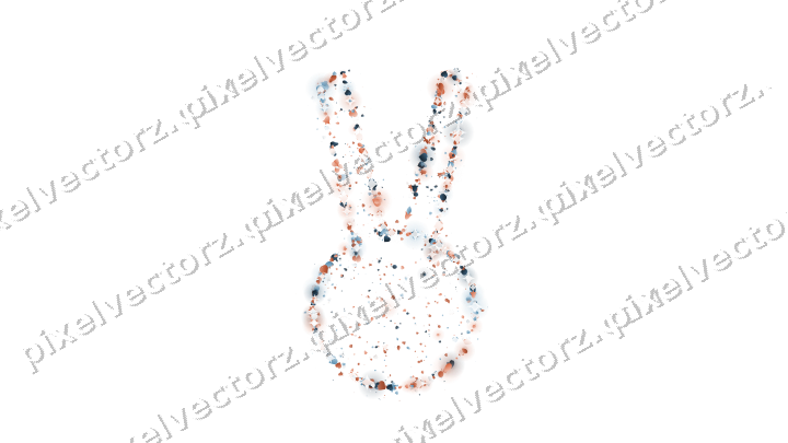 Seamless glitter easter bunny in orange on a transparent background