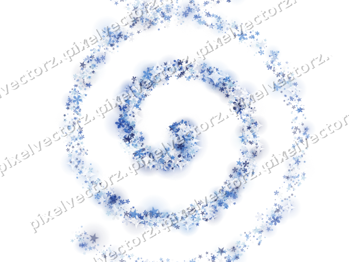 Nahtlose Glitzerspirale aus Sternen und Blüten auf transparentem Grund