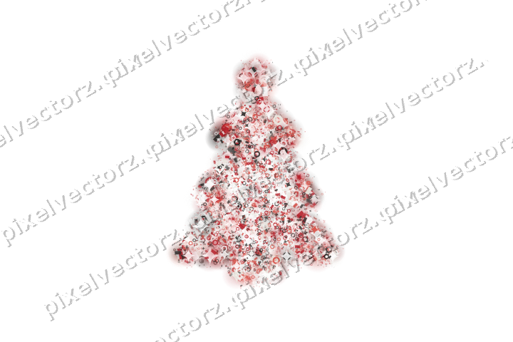 Seamless glitter christmas tree in red on a transparent background