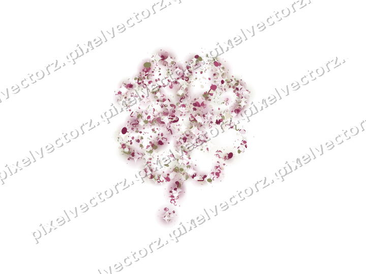 Seamless glitter clover leaf in dark pink on a transparent background