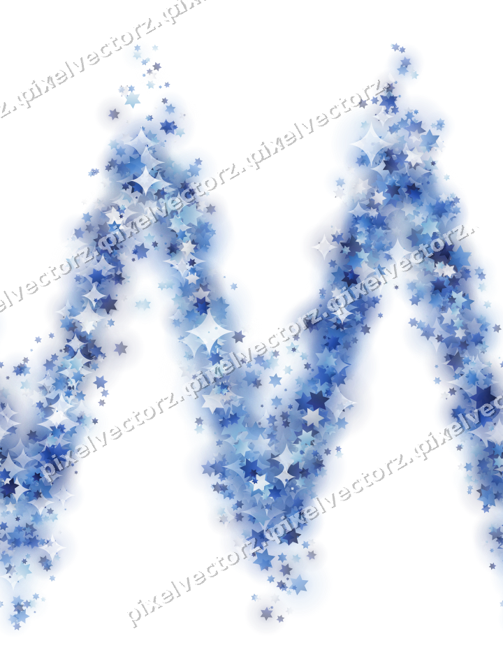 Nahtlose Glitzerwelle aus Sternen in Blau auf transparentem Grund