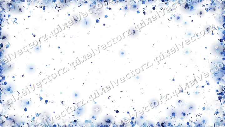 Seamless glitter border in blue and cyan on a transparent background