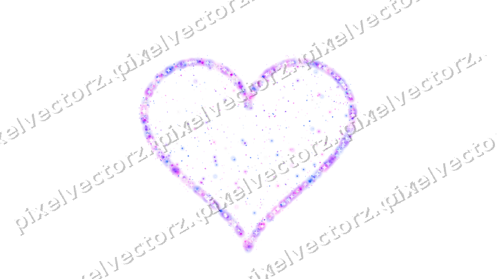Seamless glitter heart in purple and blue on a transparent background