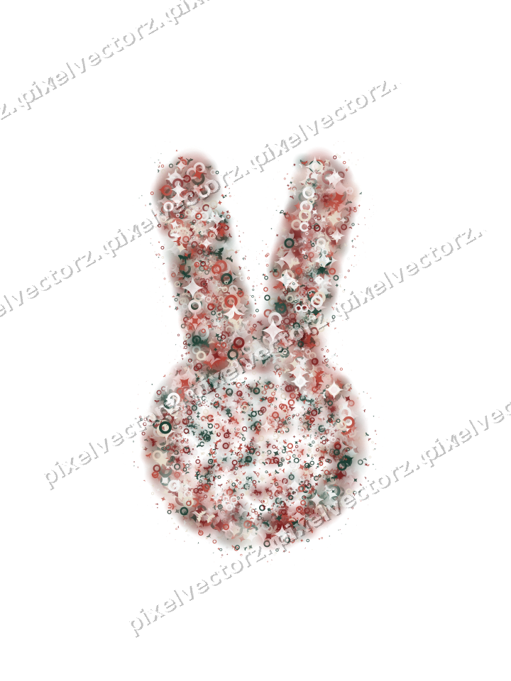 Seamless glitter easter bunny in dark red on a transparent background
