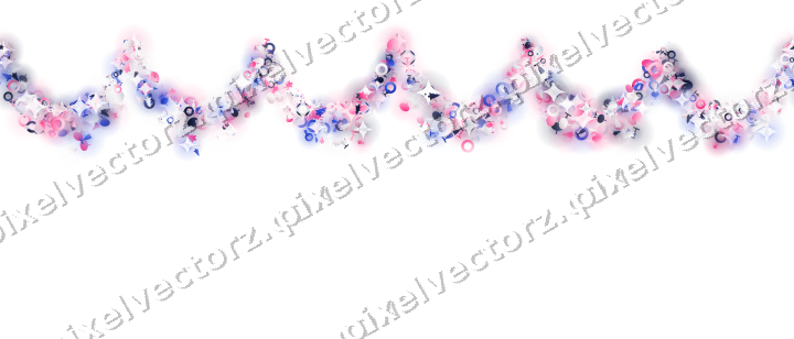 Seamless glitter garland in pink and blue on a transparent background