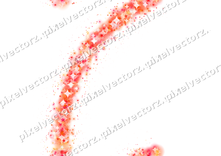 Seamless glitter arc of stars in red on a transparent background