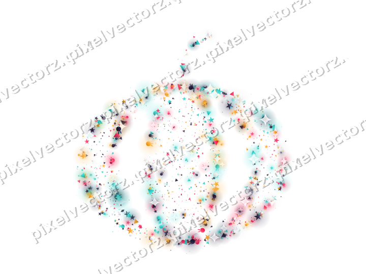 Seamless glitter pumpkin in pink and amber on a transparent background
