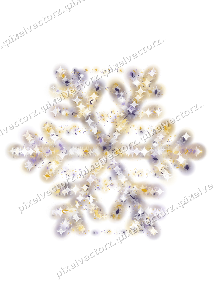 Seamless glitter snowflake in amber on a transparent background