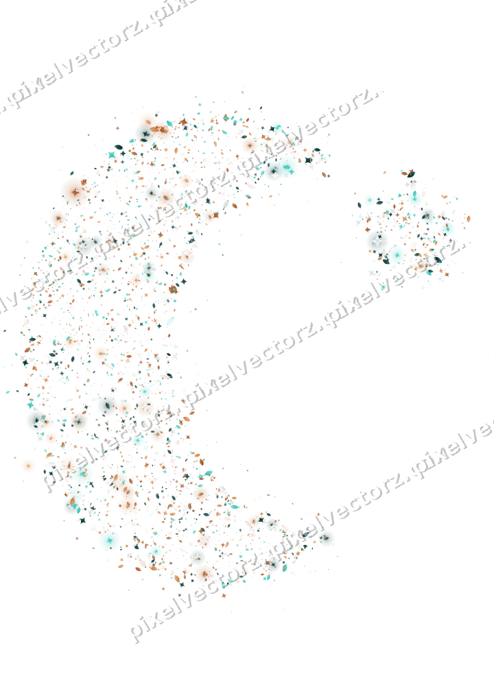 Seamless glitter crescent moon in orange on a transparent background