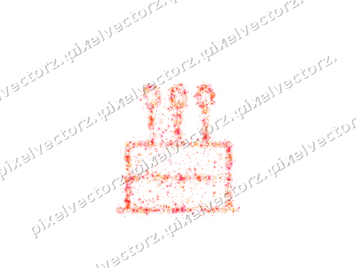 Seamless glitter birthday cake in red on a transparent background
