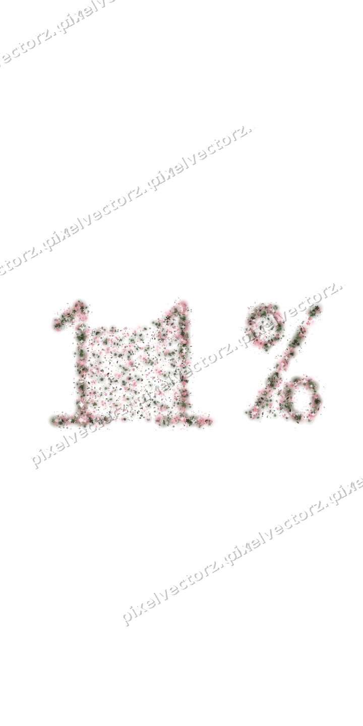 Seamless glitter number 11% in pink on a transparent background