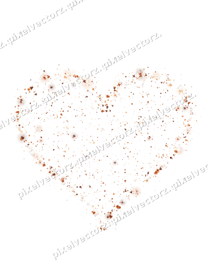 Seamless glitter heart of stars and bells on a transparent background