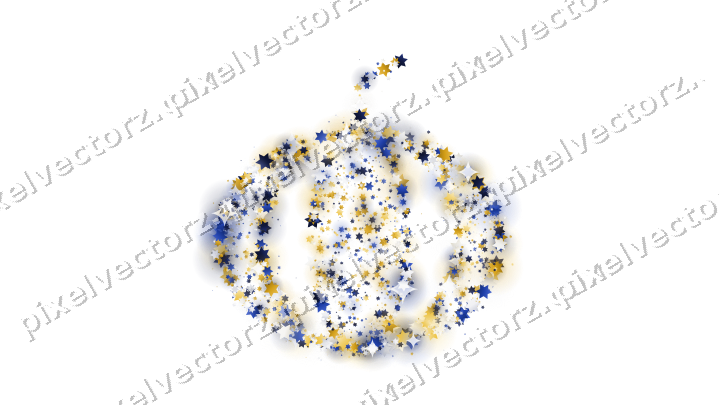 Seamless glitter pumpkin of stars in amber on a transparent background