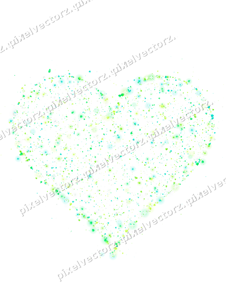 Seamless glitter heart of stars and hearts on a transparent background
