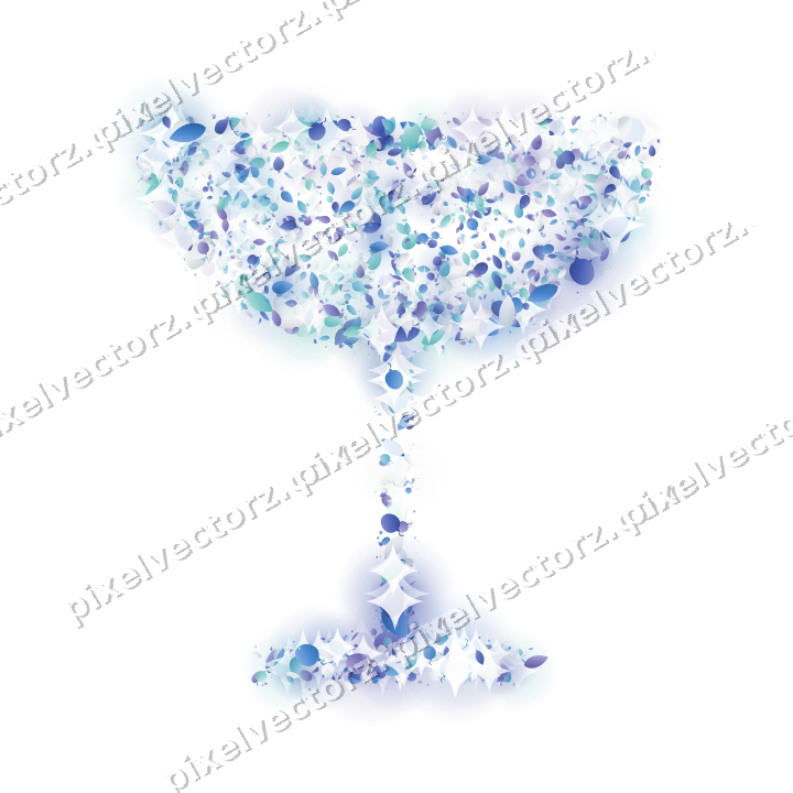 Seamless glitter champagne coupe in blue on a transparent background