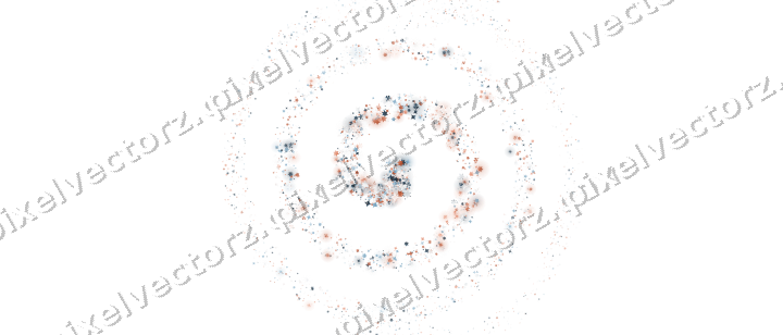 Seamless glitter spiral in orange and cyan on a transparent background
